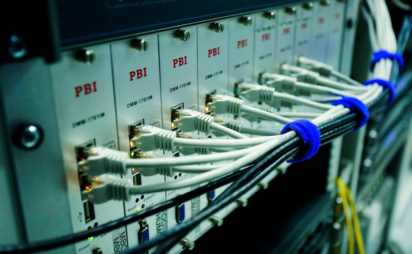 Network cabling in a server rack