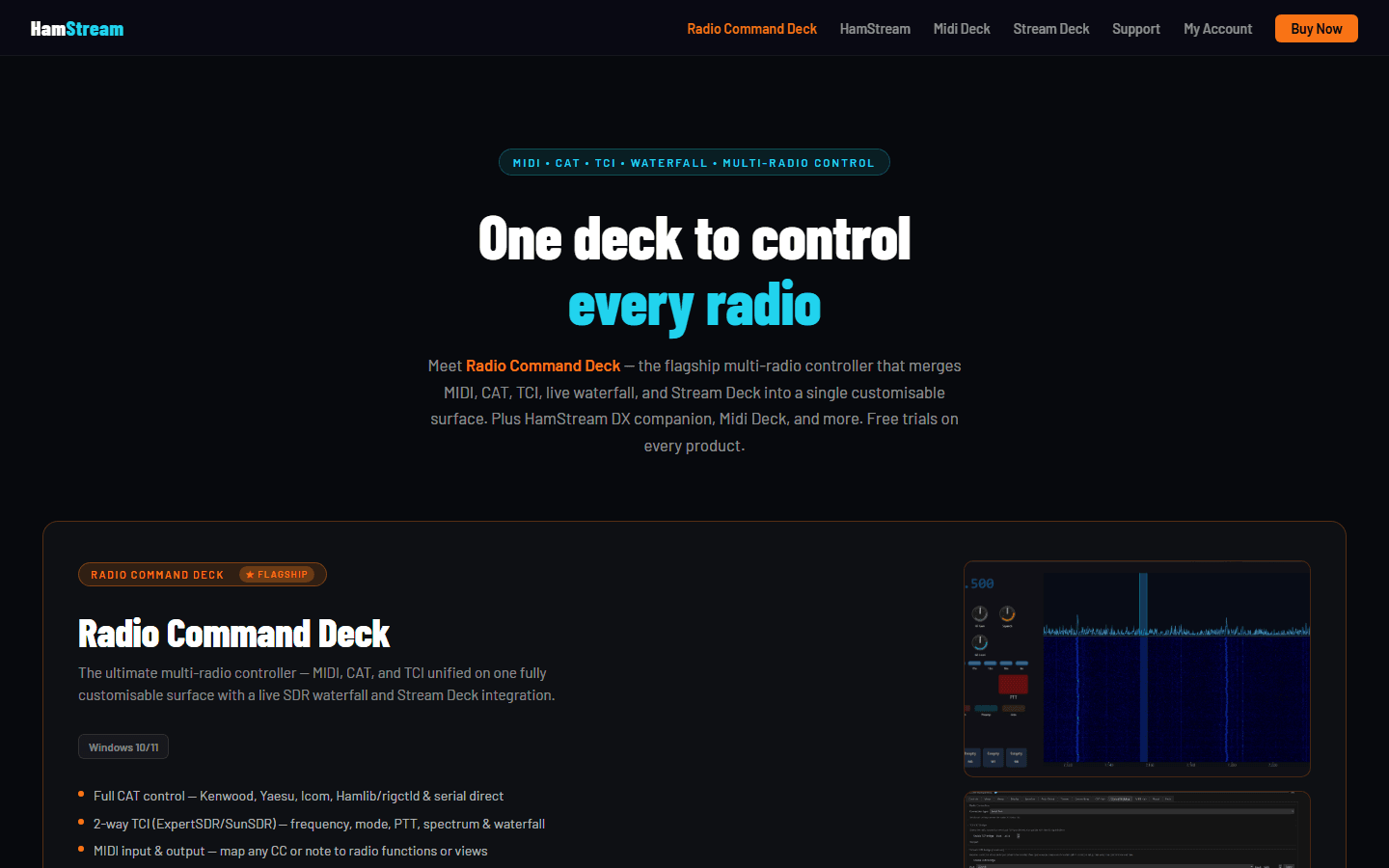 HamStream amateur radio software website homepage